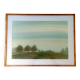 Painting signed Richard LITZELMANN (1951-2020) – Watercolor – Countryside landscape