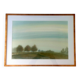 Painting signed Richard LITZELMANN (1951-2020) – Watercolor – Countryside landscape