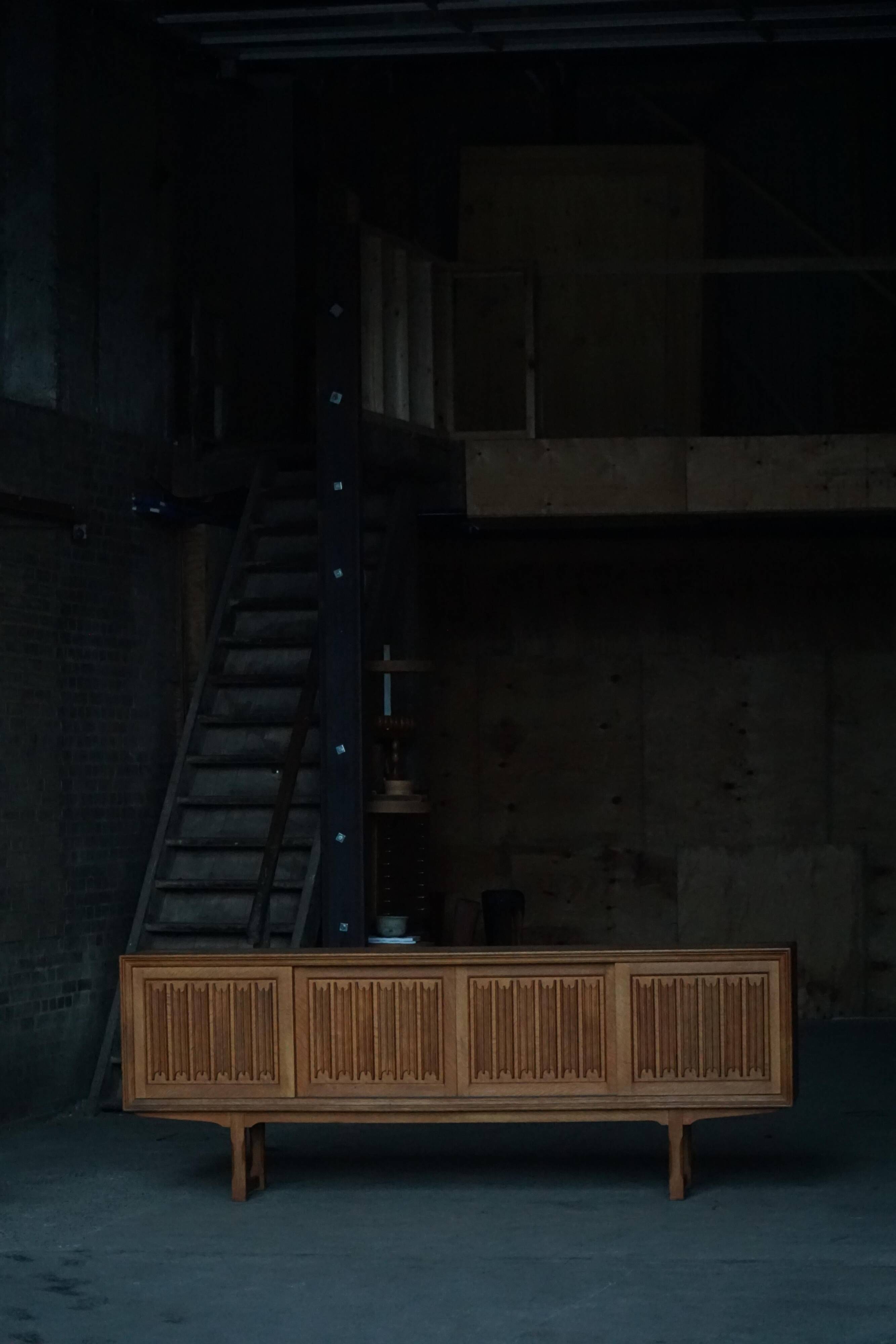 Low oak enfilade by a Danish cabinetmaker, 1960s, mid-century modern.