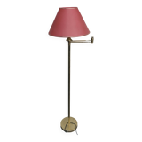 brass floor lamp with articulated reading arm 1970 and its red lampshade