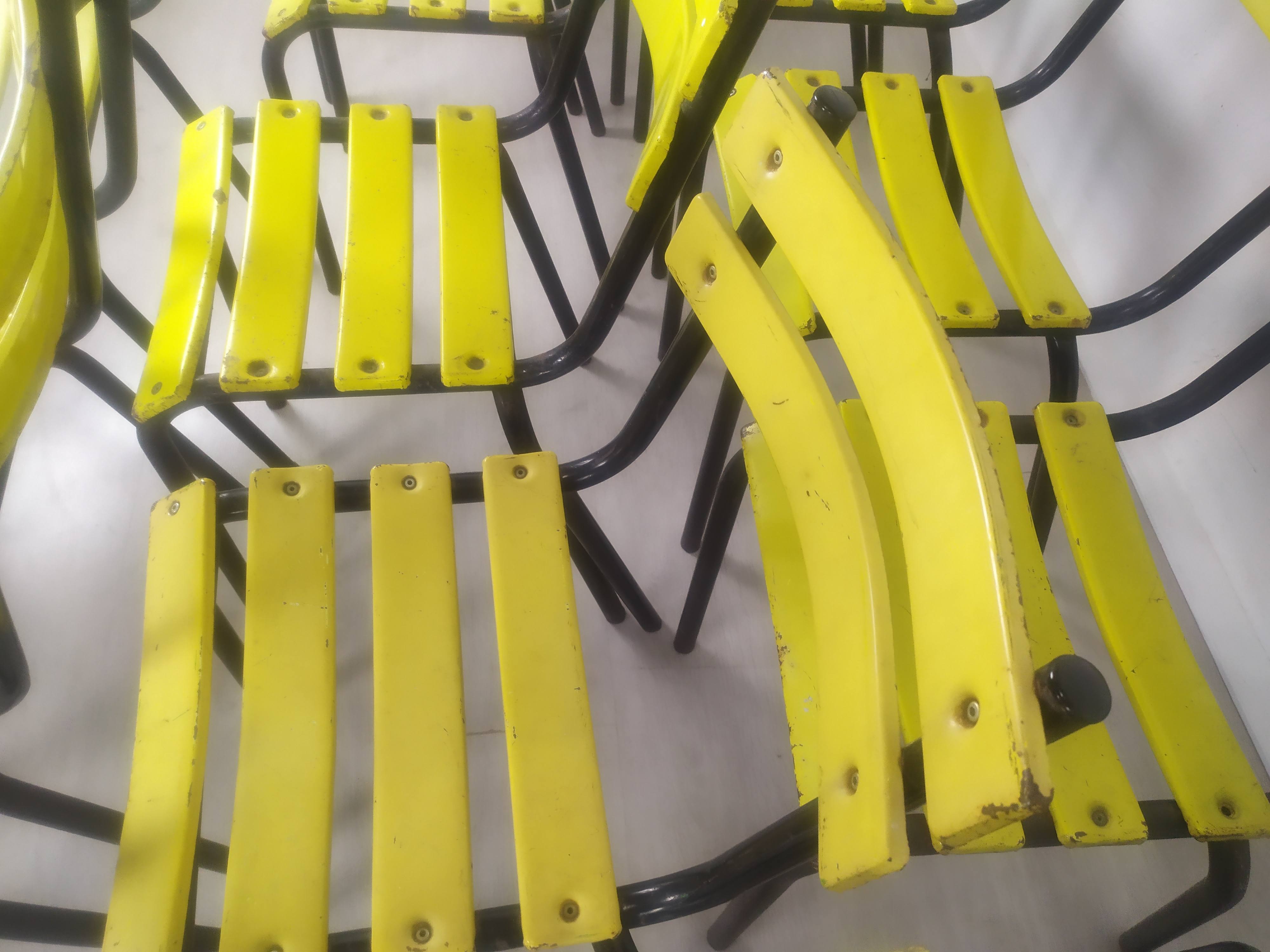 18 yellow metal bistro chairs