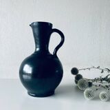 Black glazed stoneware pitcher