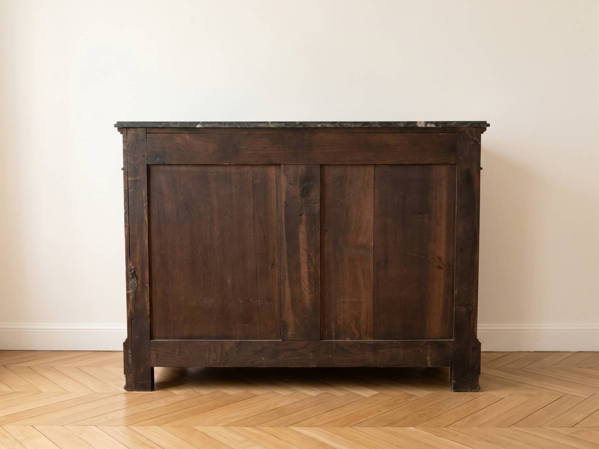 Antique walnut secretary chest with marble top.