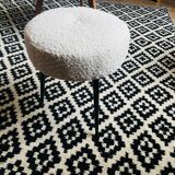White stool, year 60/70, restored in white moumoute fabric