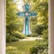 Croix en vitrail – Style Tiffany fait main, décoration murale
