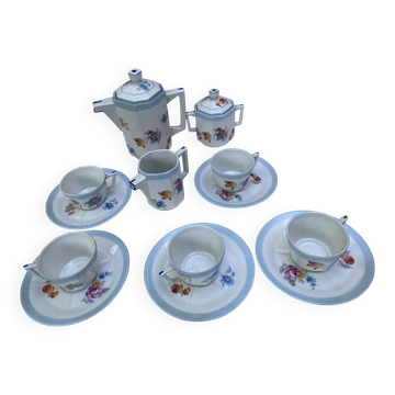 Art Deco coffee/tea service in Limoges porcelain – Floral decoration &