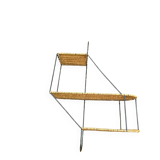 Wall shelf made of rattan and wrought iron