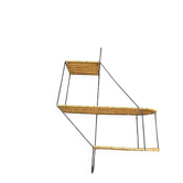 Étagère murale rotin et fer forgé