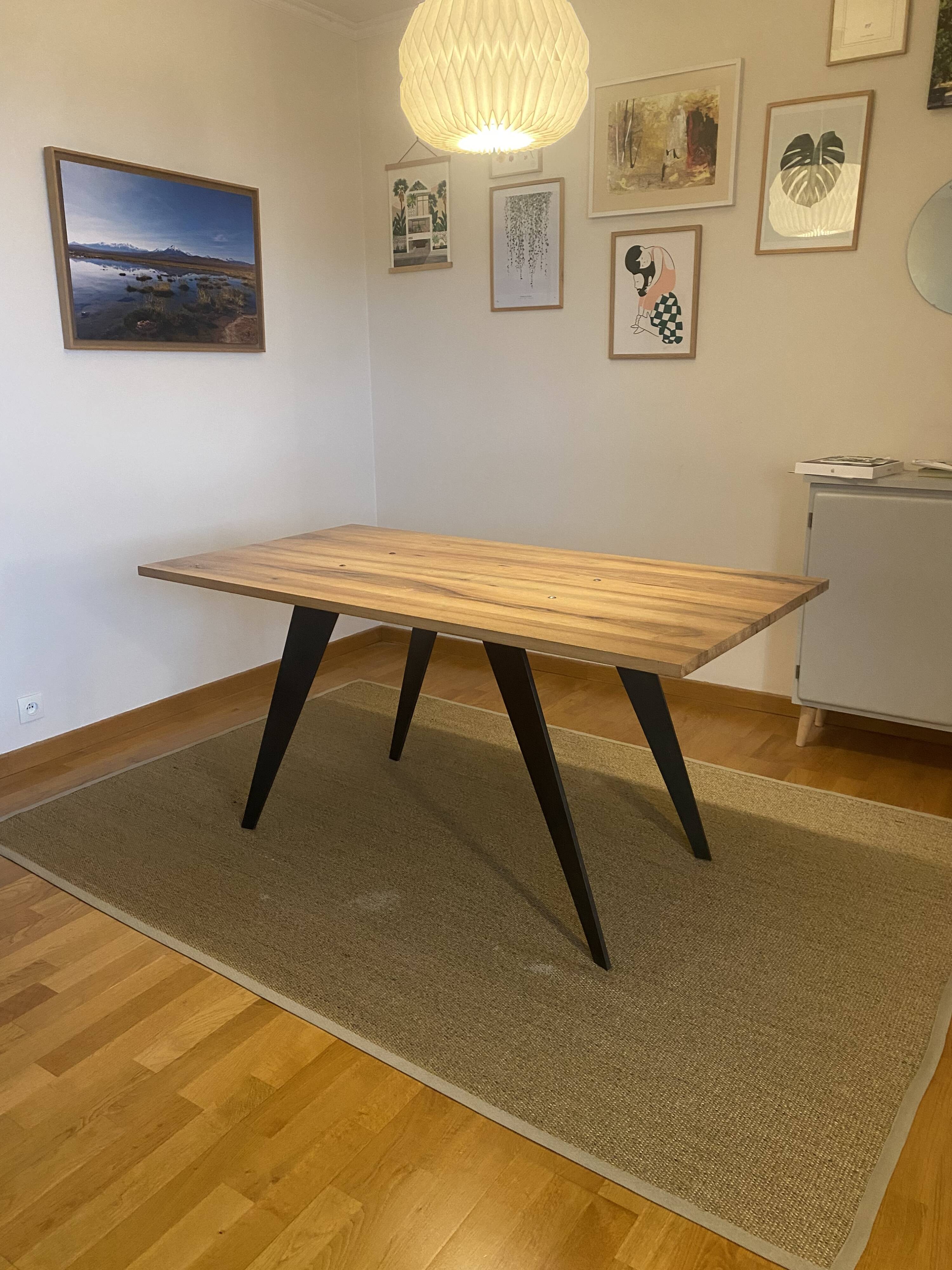 Table design en teck et acier