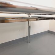 Vintage oval dining table in smoked glass and chrome metal, Space Age style.