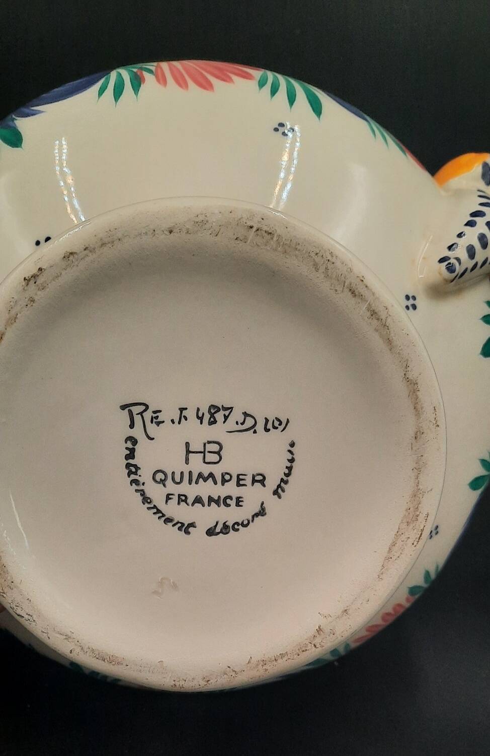 HB Quimper earthenware soup tureen with traditional floral decoration