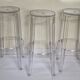 Set of 3 transparent Charles Ghost stools by Philippe Starck for Kartell, 65 cm