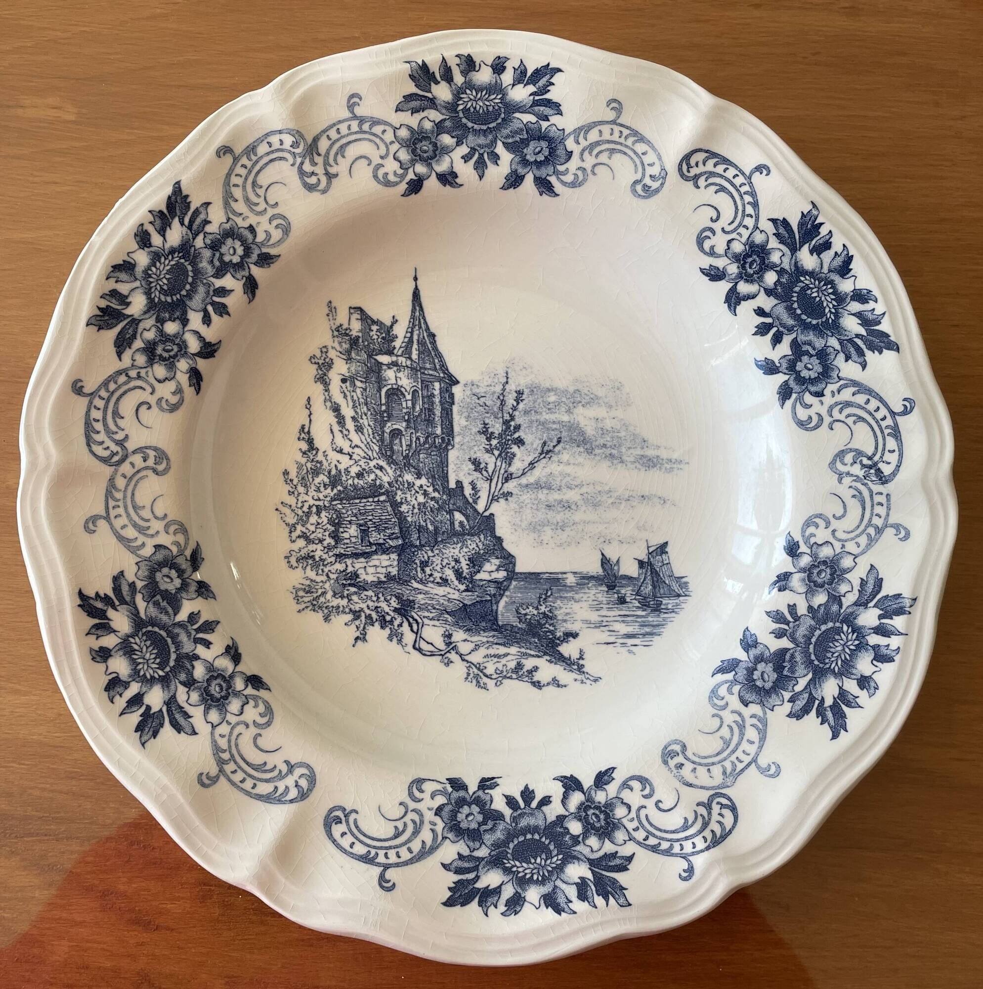 6 antique deep plates in Sarreguemines earthenware