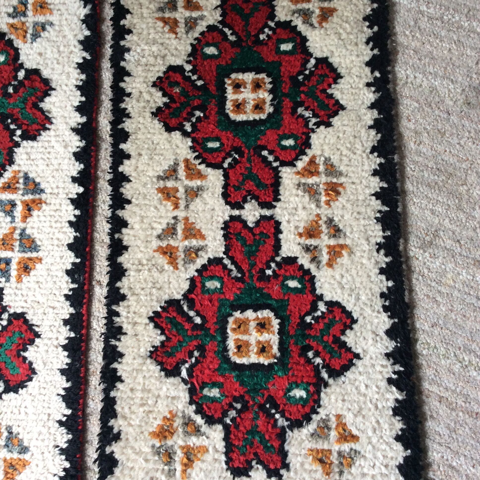 Pair of bohemian wool rugs from the 60s and 70s