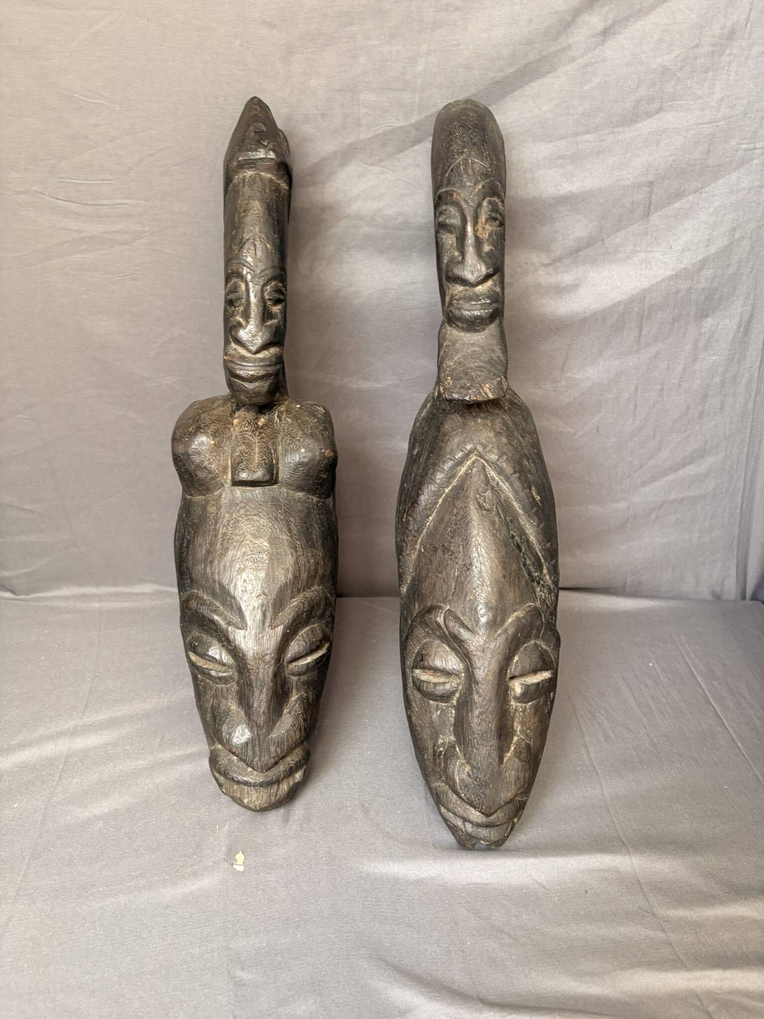 Ancient Pair Mask Helmet Dogon Bambara Mali Ceremony Ritual
