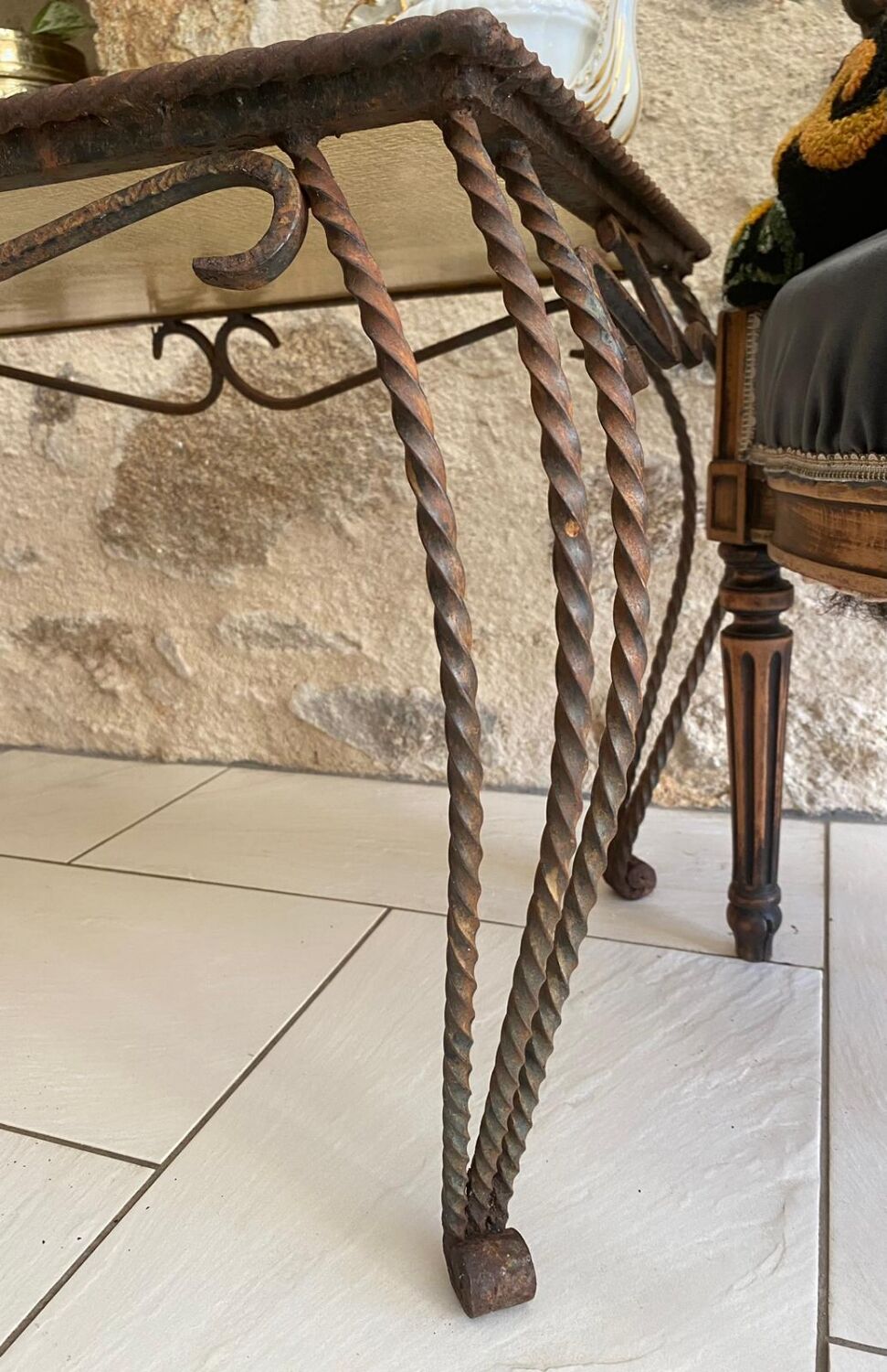 Vintage wrought iron coffee table / side table