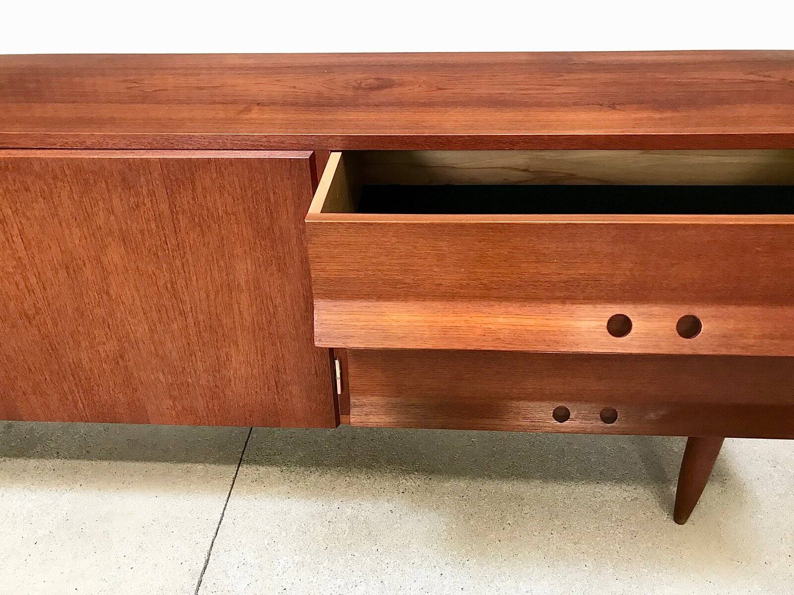 Mid-Century Modern Teak sideboard with brass handles, Germany 1960s
