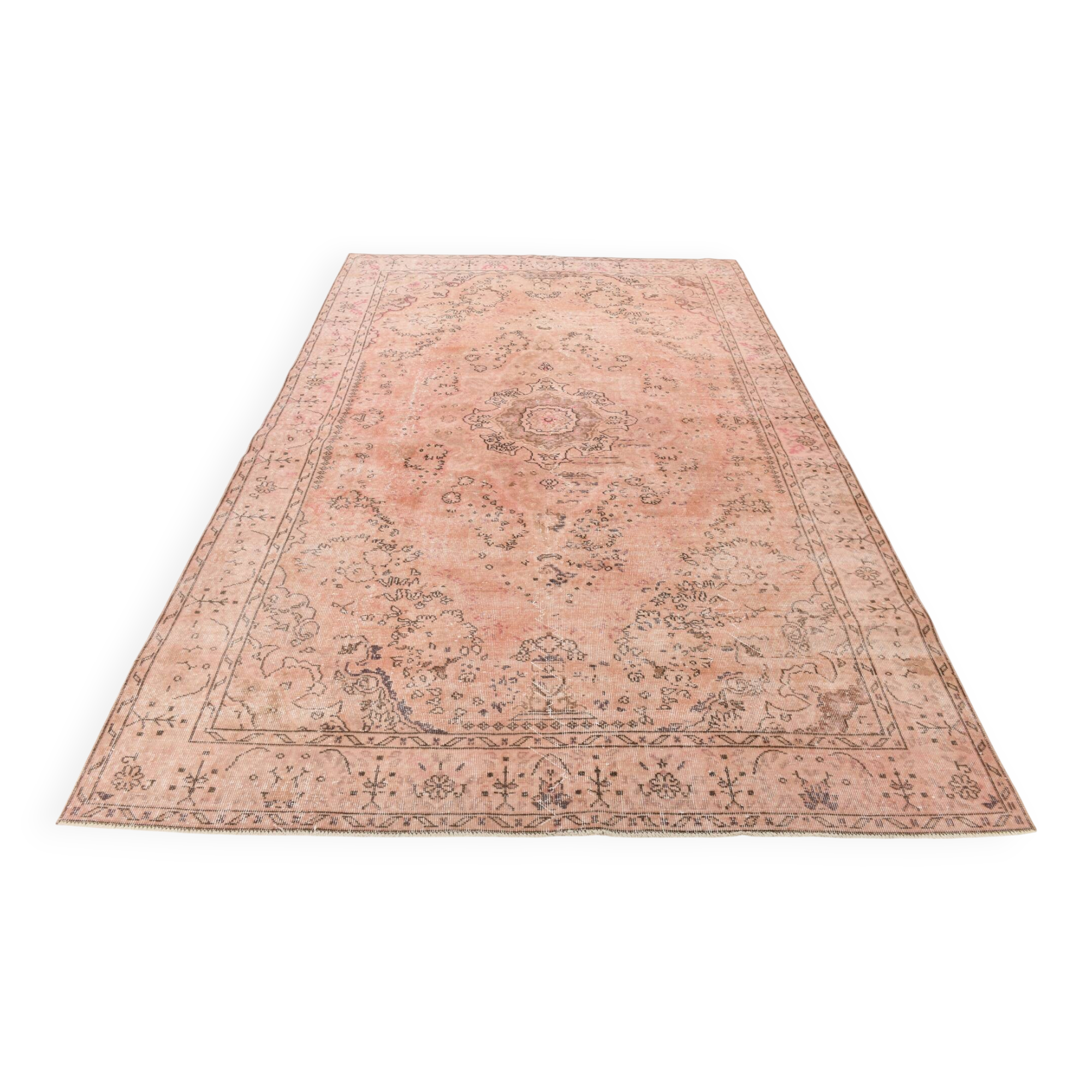 7x10 Dusty Pink Vintage Persian Rug, 199x303 Cm