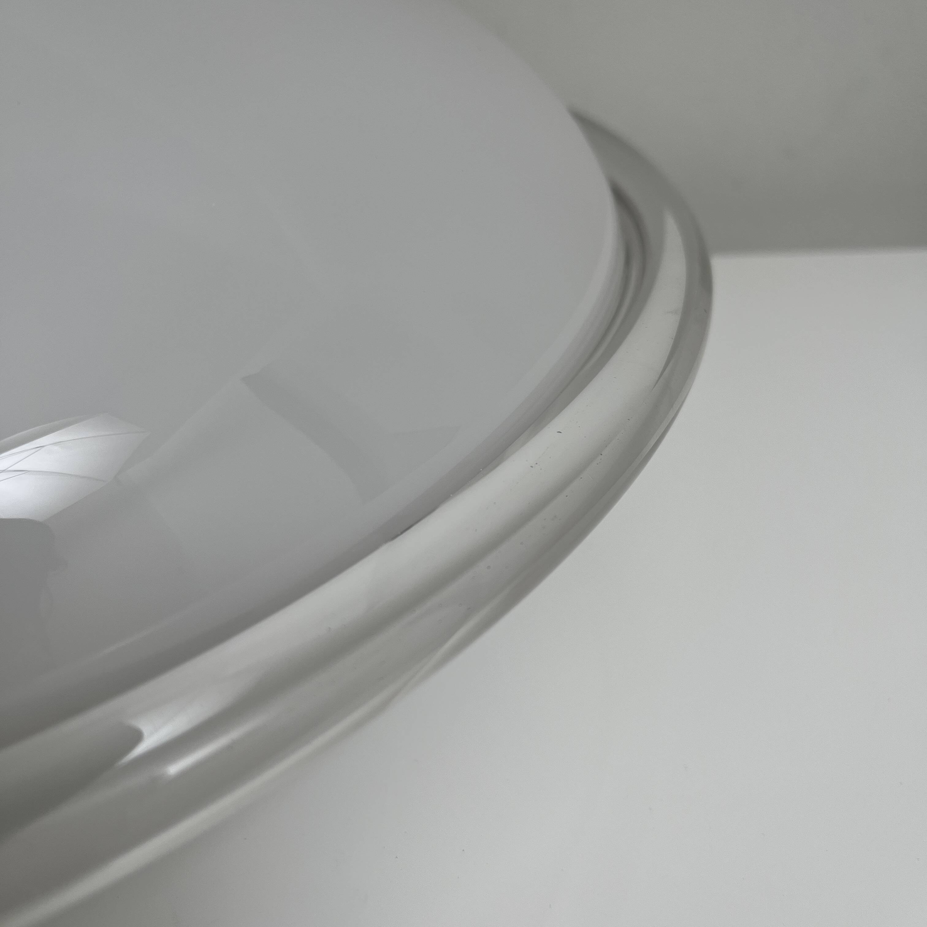 Vintage opal glass ceiling light Saturne Leucos 1970 Italy Diameter 39