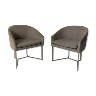 Pair of grey armchairs