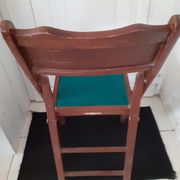 2 folding wooden and skai chairs, 60s