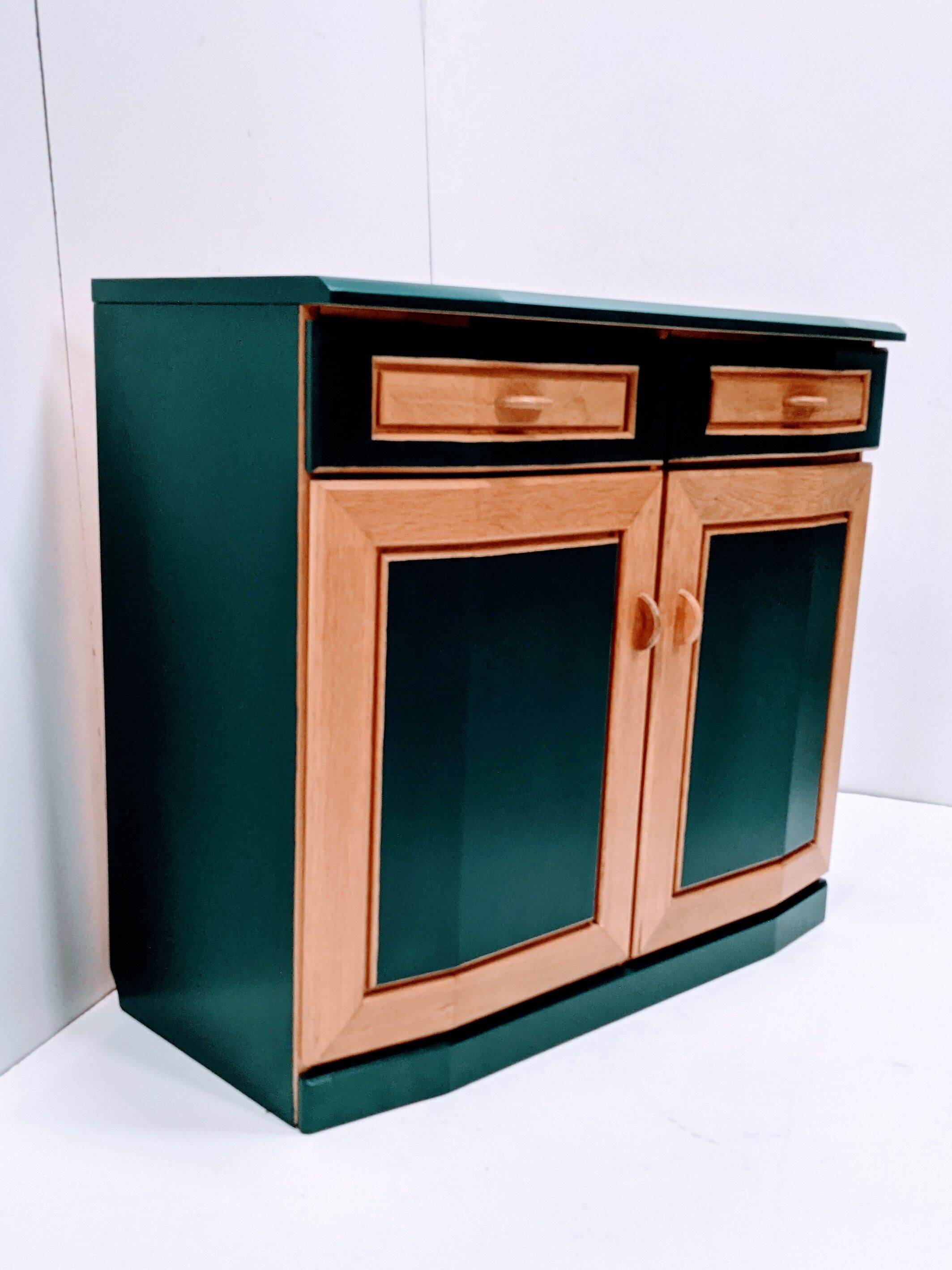 Vintage wooden & green sideboard