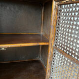 Vintage rattan and caning shelf bookcase