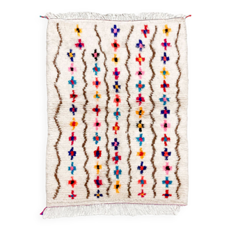 Tapis berbère marocain Azilal à motifs colorés 1,40x1,05m
