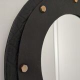 Modernist design leather mirror from the 40s