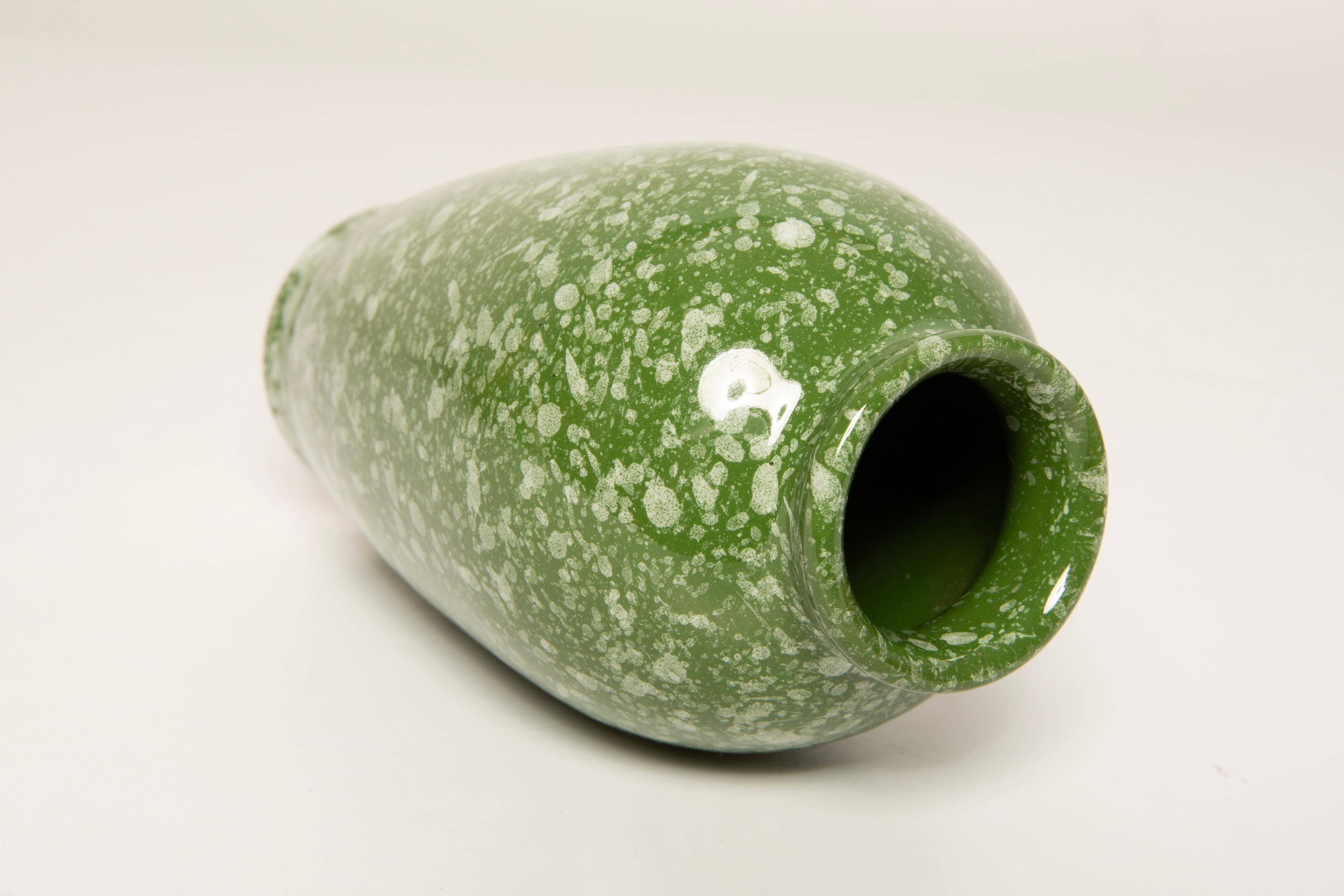 Hand-painted green porcelain vase, mid-20th century.