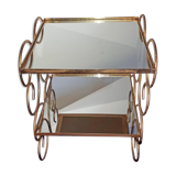 Table de chevet metal dore vintage