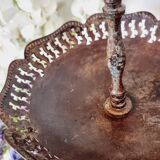 Large three-tiered fruit bowl in iron and brass, French style, rust.