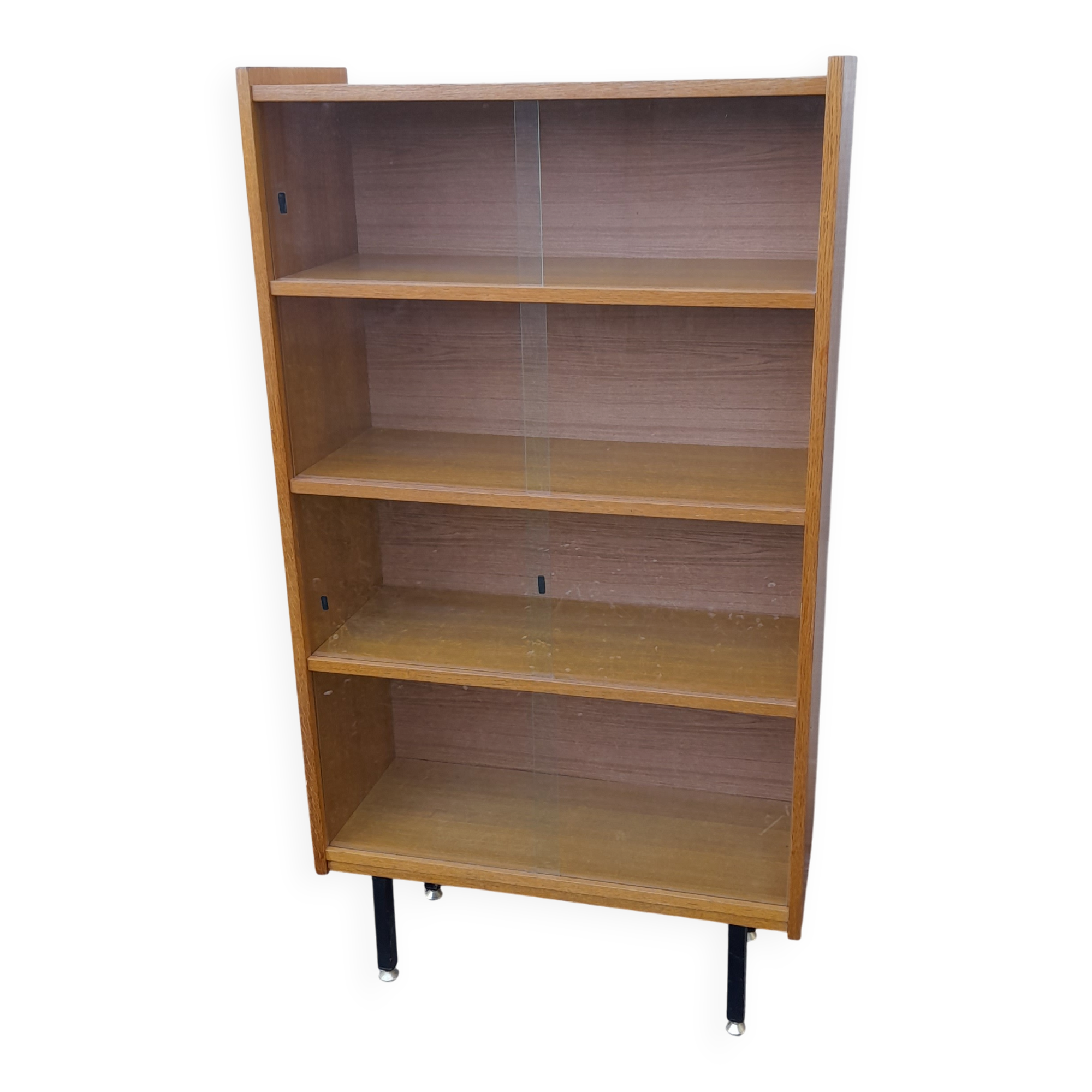 Bibus bibliothèque vitrée en placage de chêne clair H 134 cm