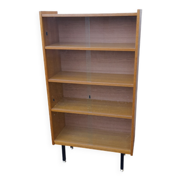 Bibus bibliothèque vitrée en placage de chêne clair H 134 cm