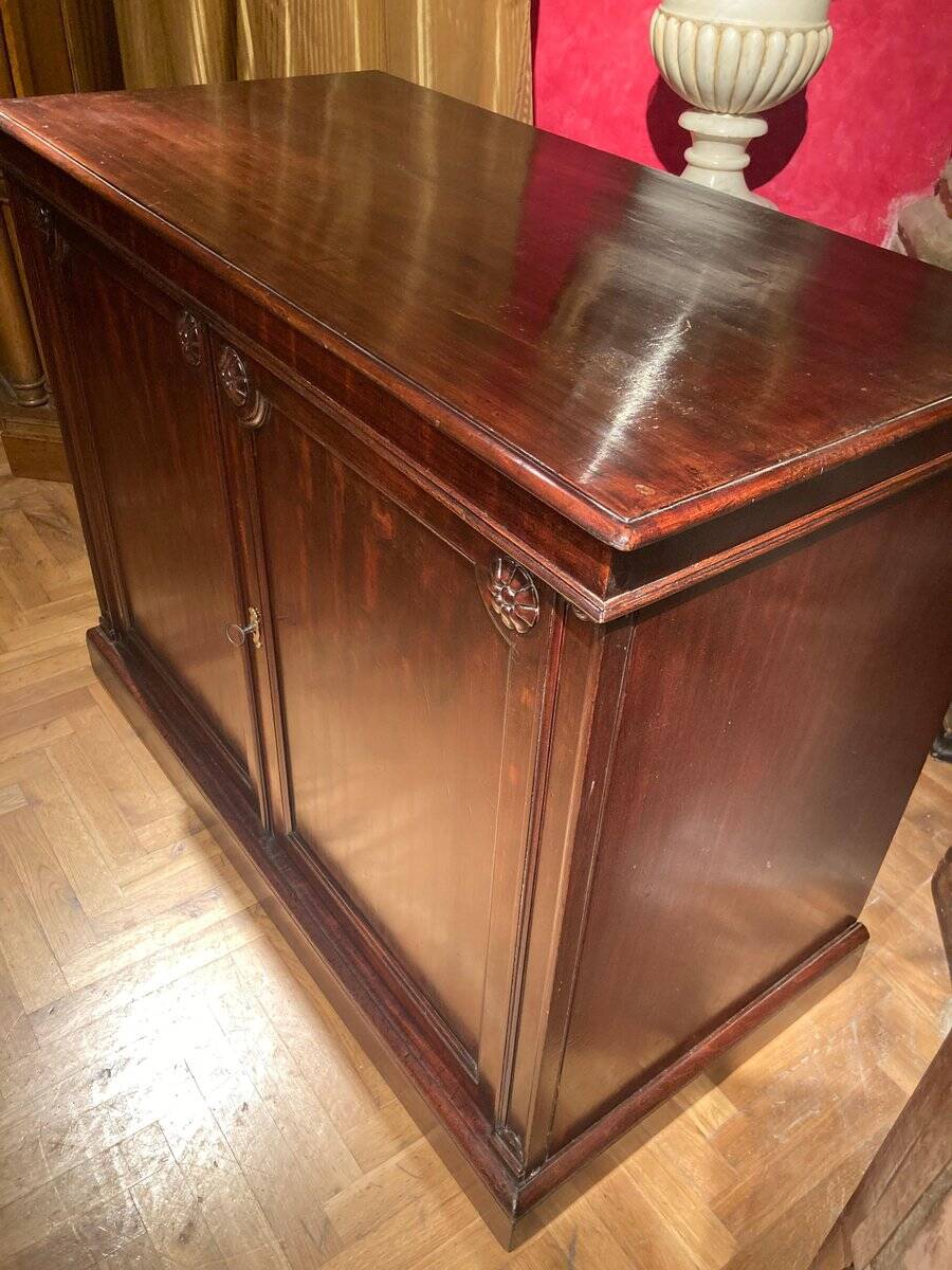 19th Century Italian Empire Mahogany Commode 2-Doors Cabinet