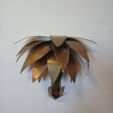 70's brutalist palm tree wall light in brass