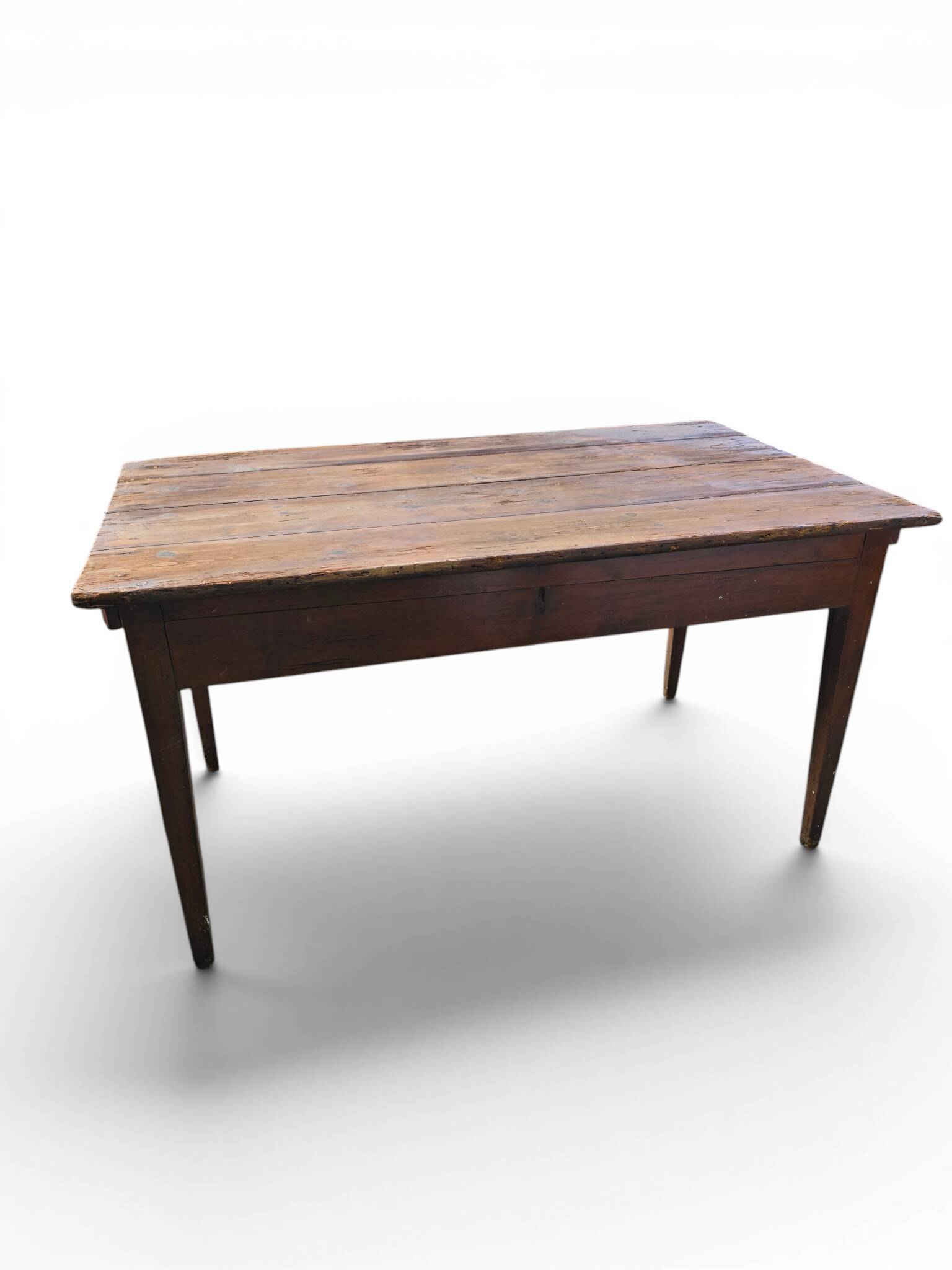 Ancienne table de ferme en bois massif à deux tiroirs