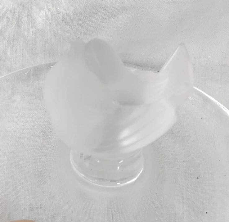 Lalique France - Crystal Ring Holder Sparrow Figurine Signed