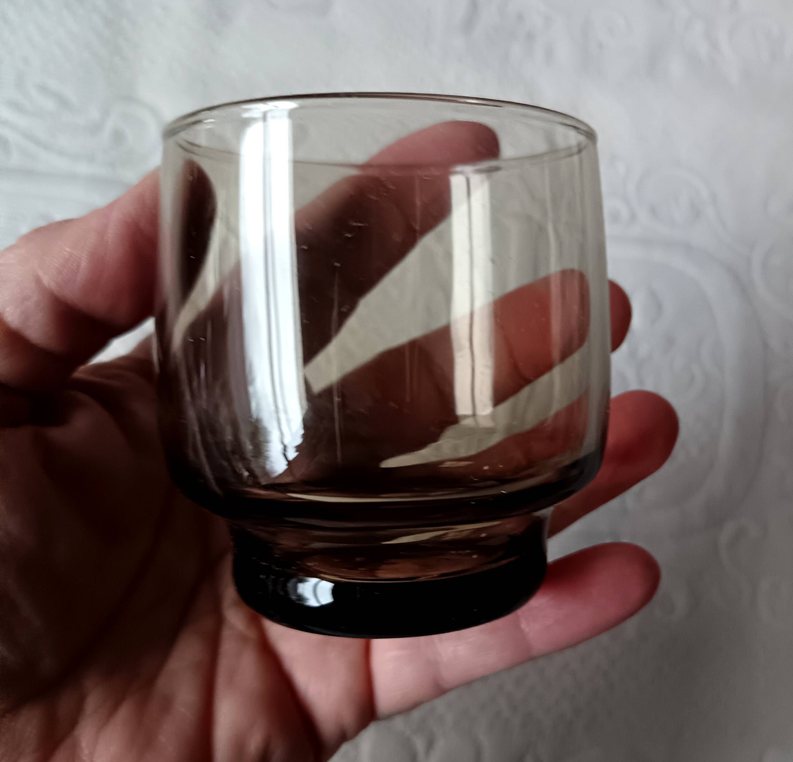 6 verres à eau Arcoroc Tivoli en verre fumé, France années 1980