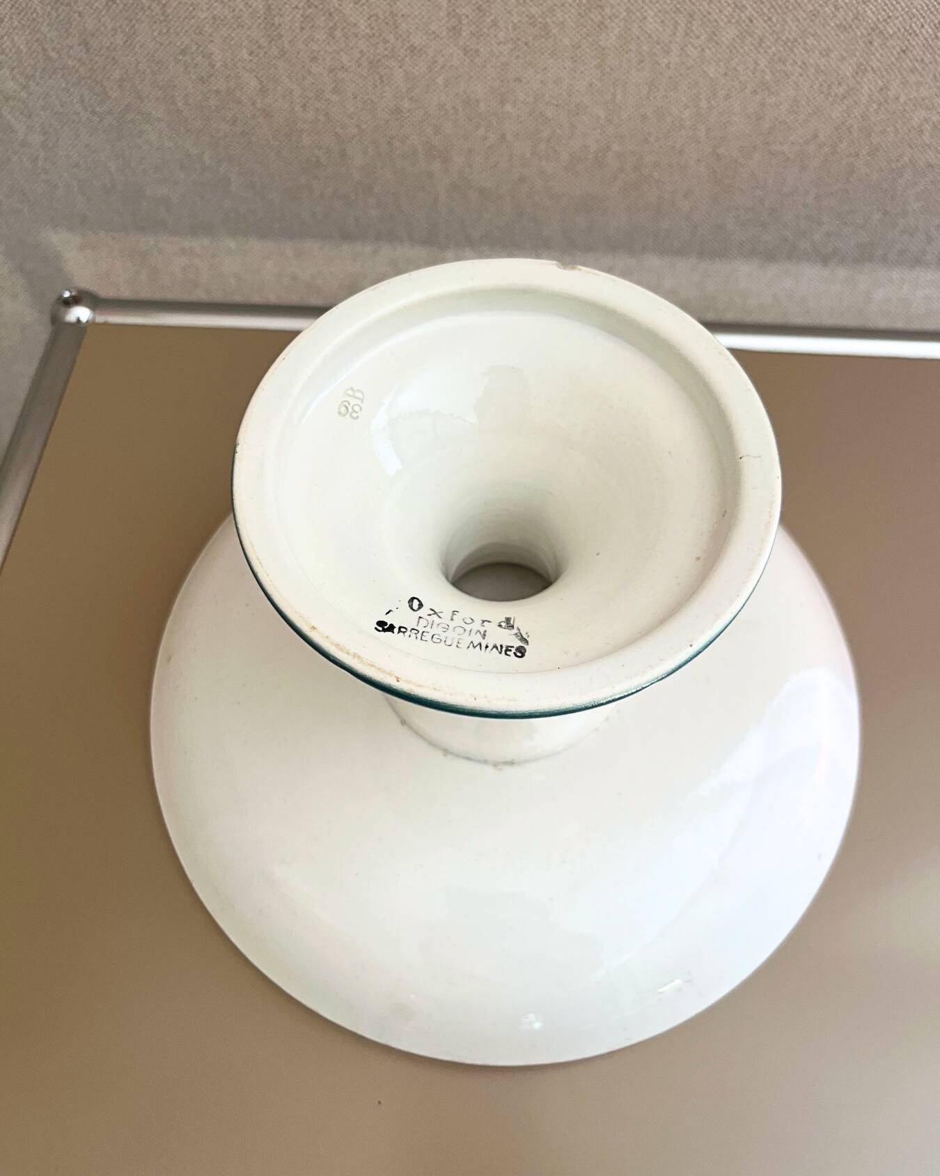 Vintage Sarreguemines earthenware footed dish – floral decoration – 1950s