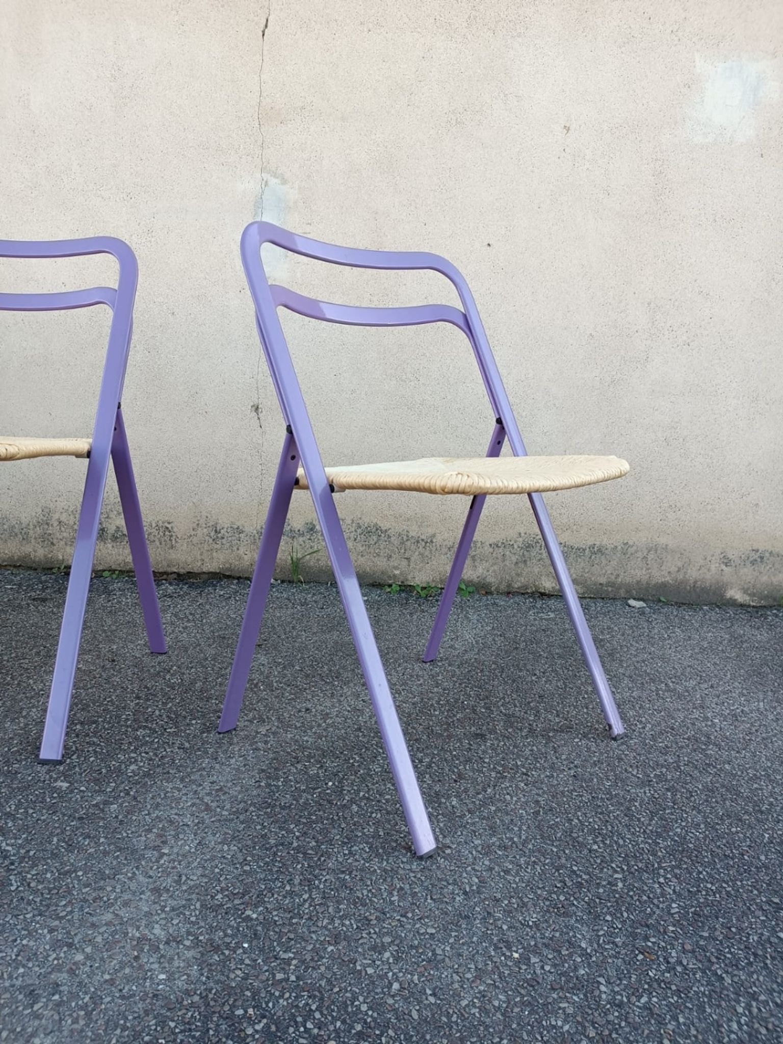Set of 4 vintage Italian folding chairs by Giorgio Cattelan for Cidue, 1970s