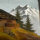Carved and painted wooden Alpine panel signed 18 / 26 cm