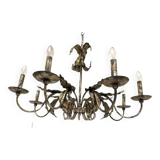 Lustre contemporain en fer forgé florentin brun-argent