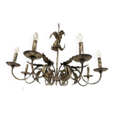 Lustre contemporain en fer forgé florentin brun-argent