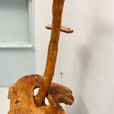 Vintage brutalist style wooden floor lamp