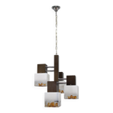 1970s Italian chandelier with Murano glass shades and anodized metal frame