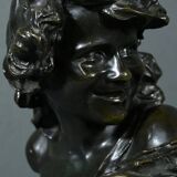 Bronze “Laughing Child”, signed A.Injalbert – Late 19th century