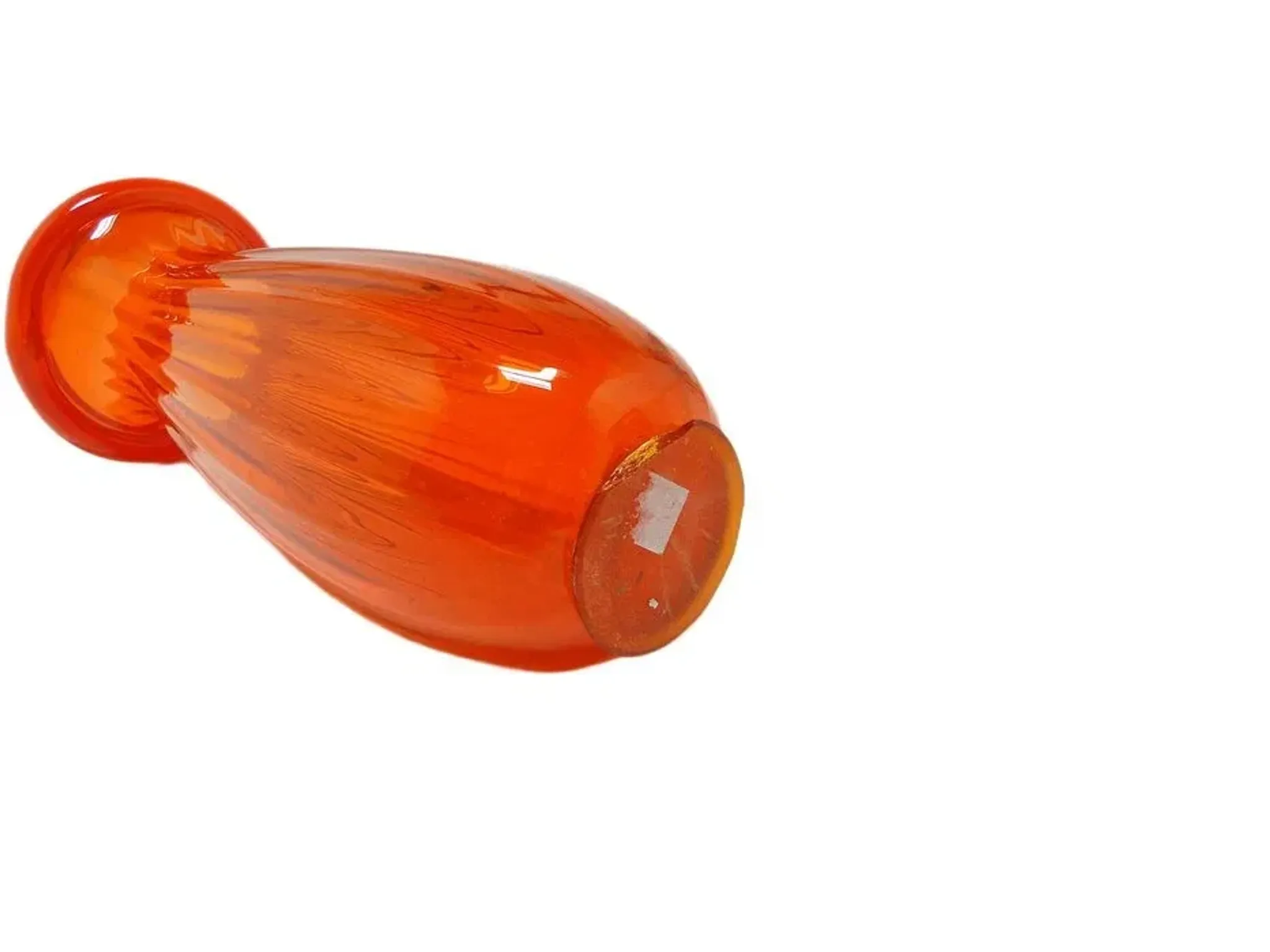 ABM Vase, mid-century modern, orange glass, Poland, 1970s