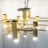Lustre en laiton de chez Sciolari, années 1970