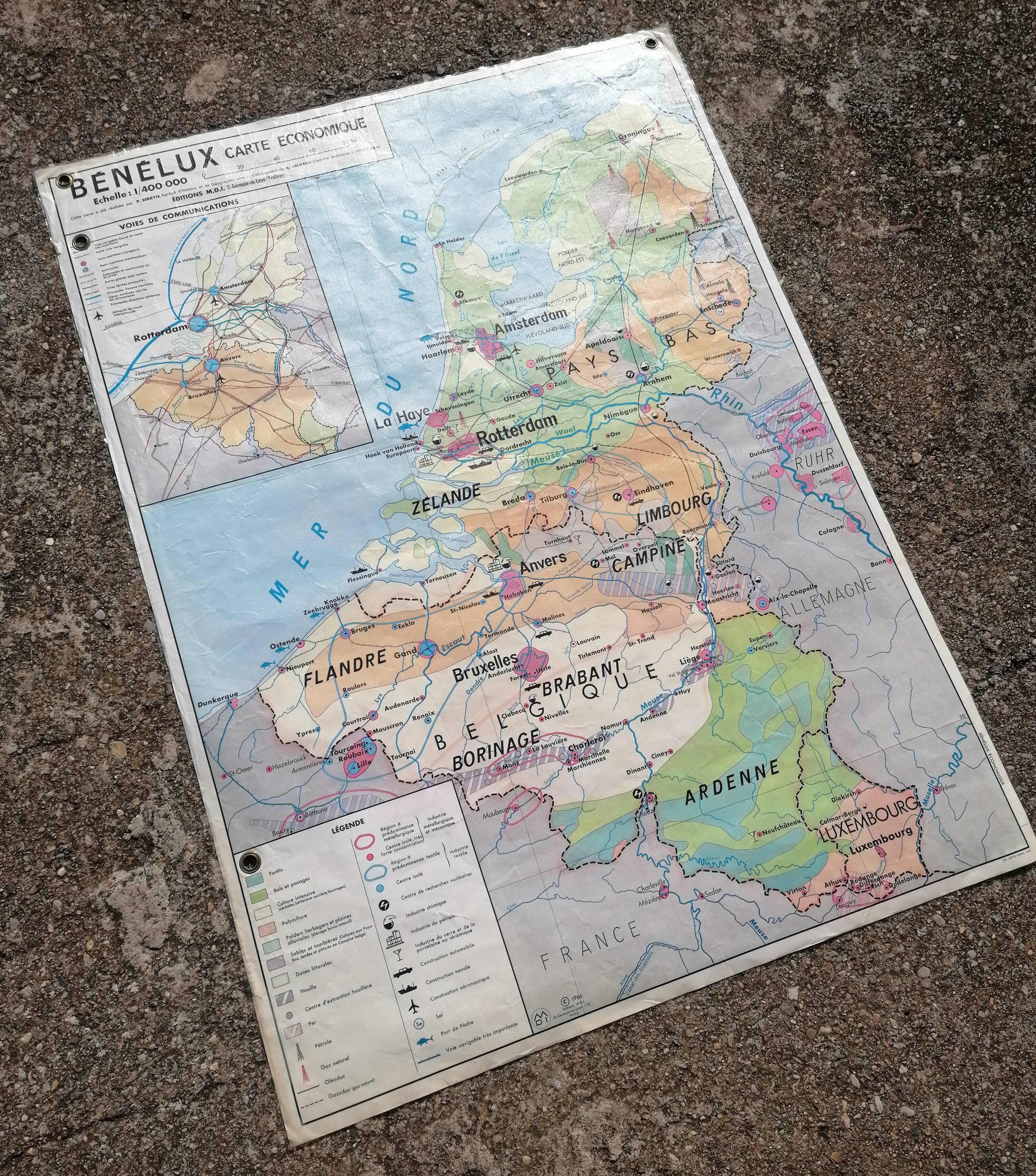 Old vintage British Isles /Benelux mdi map